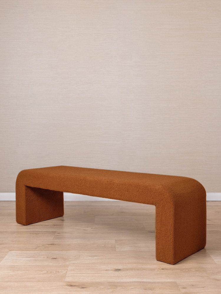 Felix Bench Seat - Boucle Curl Natural Clay