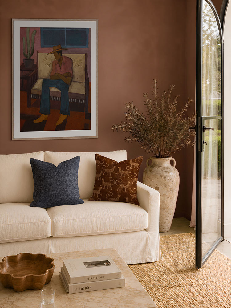 Shade Framed Art Print, a seated figure portrait