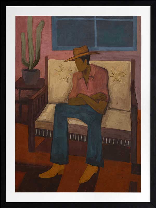 Shade Framed Art Print, a seated figure portrait
