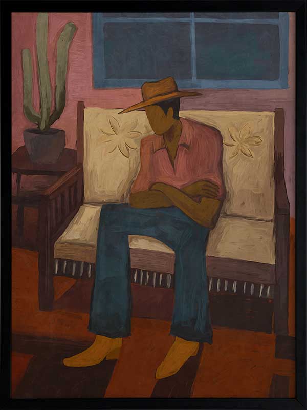 Shade Framed Art Print, a seated figure portrait
