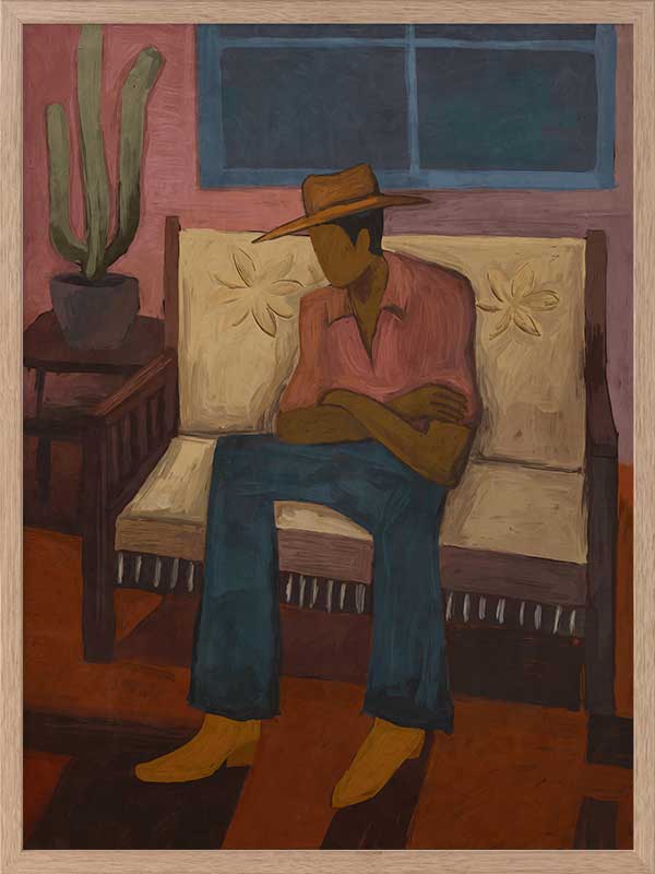 Shade Framed Art Print, a seated figure portrait