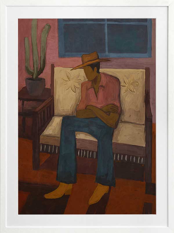 Shade Framed Art Print, a seated figure portrait