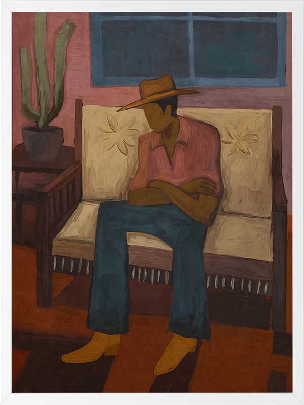 Shade Framed Art Print, a seated figure portrait