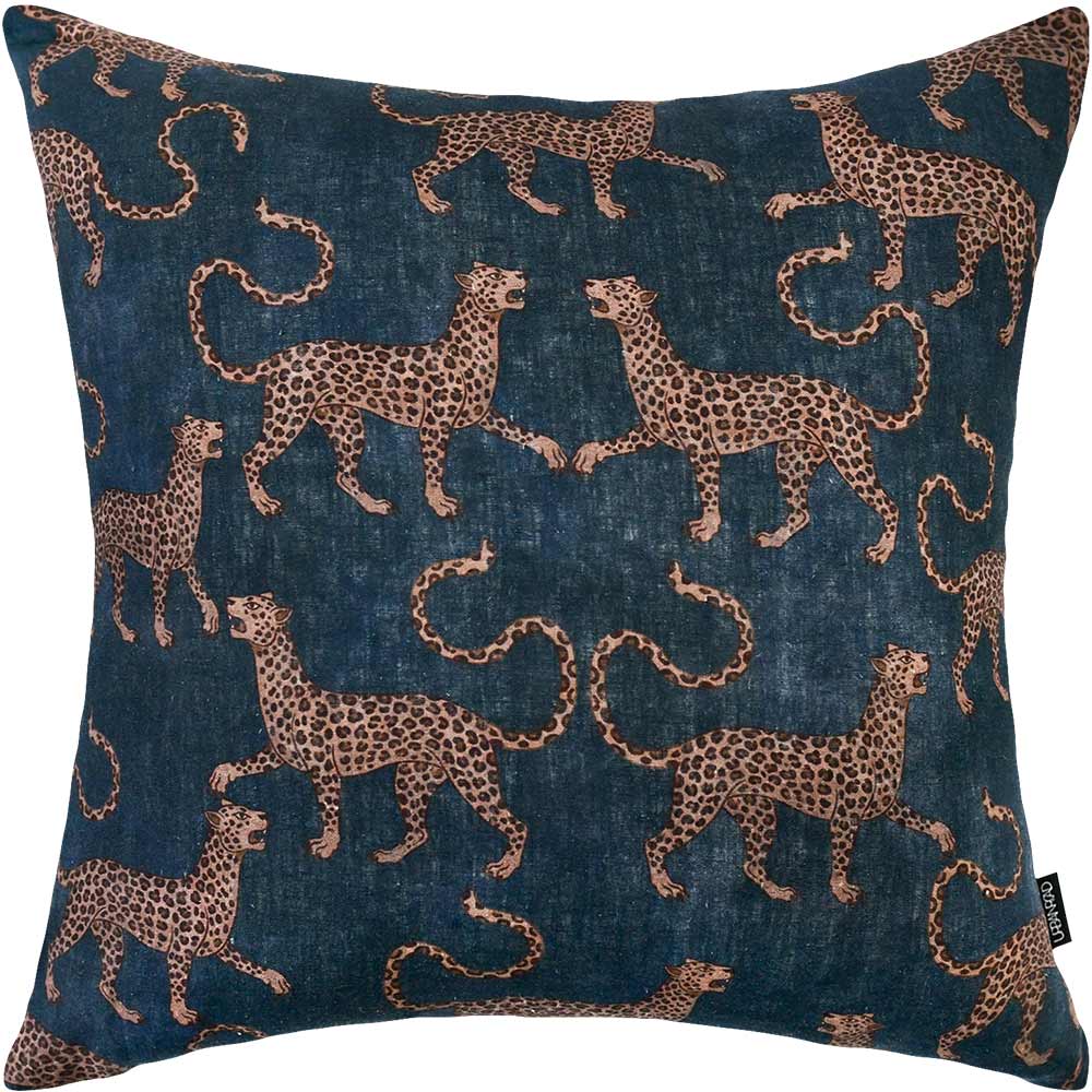 Samburu Dark Blue Square Linen Cushion with Insert - 50x50cm (Pre-order)