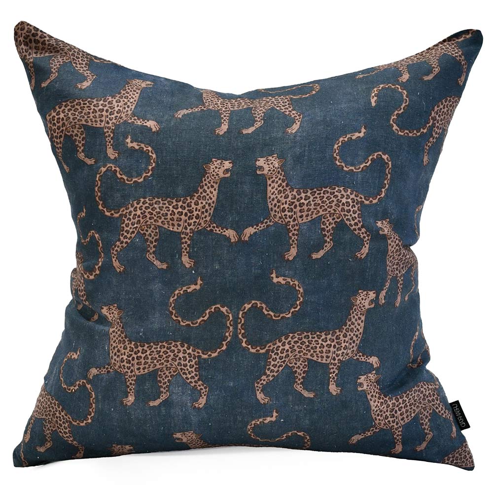 Samburu Dark Blue Square Linen Cushion with Insert - 50x50cm (Pre-order)