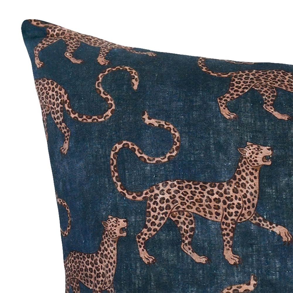 Samburu Dark Blue Square Linen Cushion with Insert - 50x50cm (Pre-order)