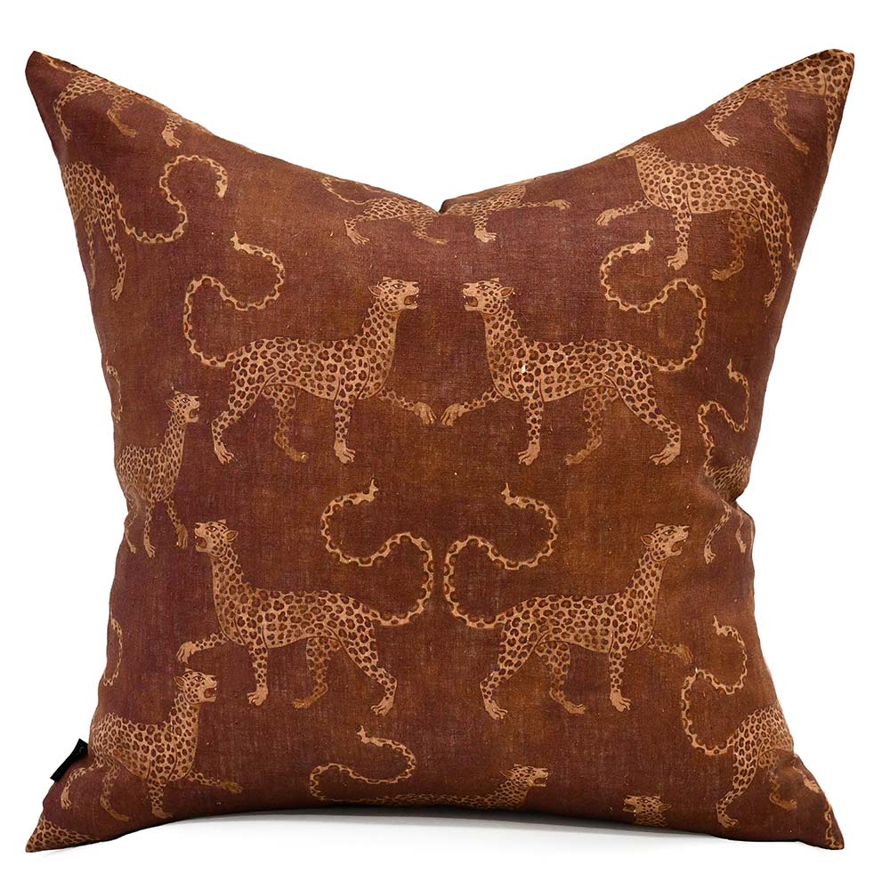 Samburu Chocolate Brown Square Linen Cushion with Insert - 50x50cm (Pre-order)