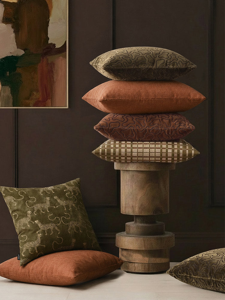 Samburu Green Square Linen Cushion with Insert - 50x50cm (Pre-order)
