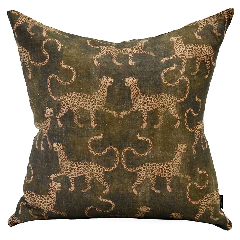 Samburu Green Square Linen Cushion with Insert - 50x50cm (Pre-order)