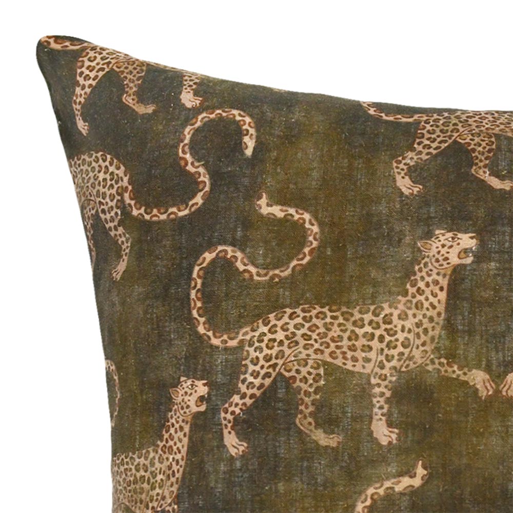 Samburu Green Square Linen Cushion with Insert - 50x50cm (Pre-order)