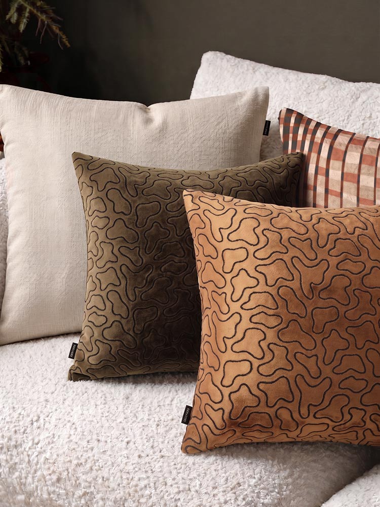 Tidal Rust Square Cut Velvet Cushion with Insert - 50x50cm (Pre-order)