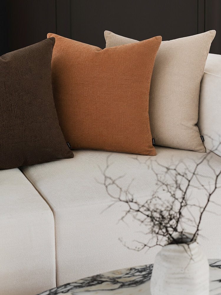 Ember Brown Square Chenille Cushion with Insert - 60x60cm (Pre-order)