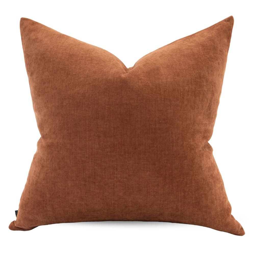 Ember Terracotta Square Chenille Cushion with Insert - 60x60cm (Pre-order)