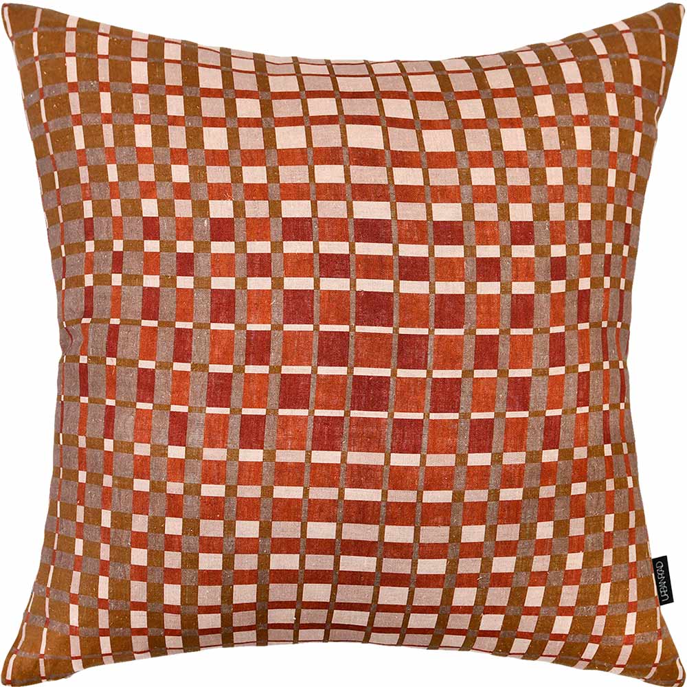 Interference Terracotta Square Linen Cushion with Insert - 50x50cm (Pre-order)