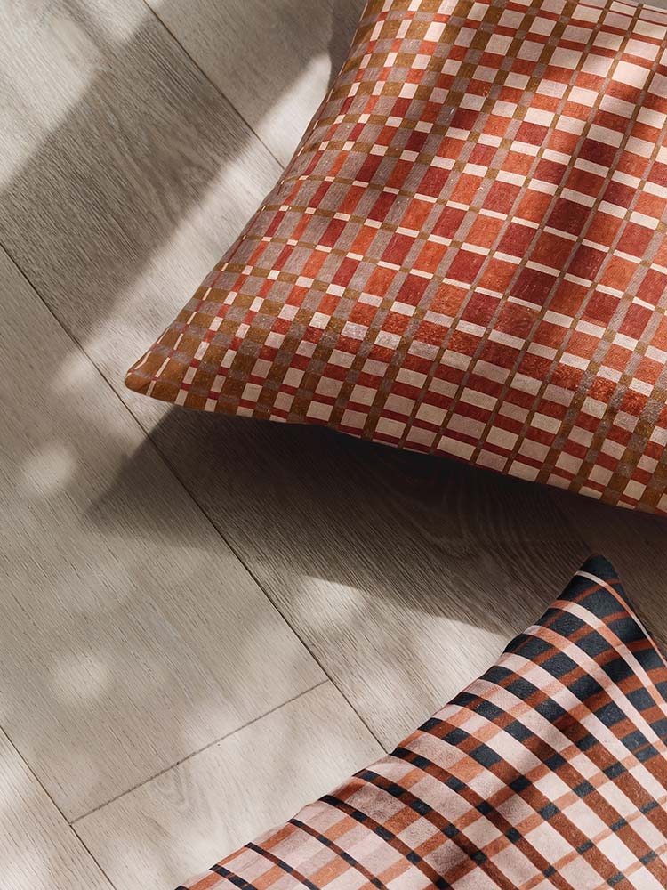 Interference Terracotta Square Linen Cushion with Insert - 50x50cm (Pre-order)