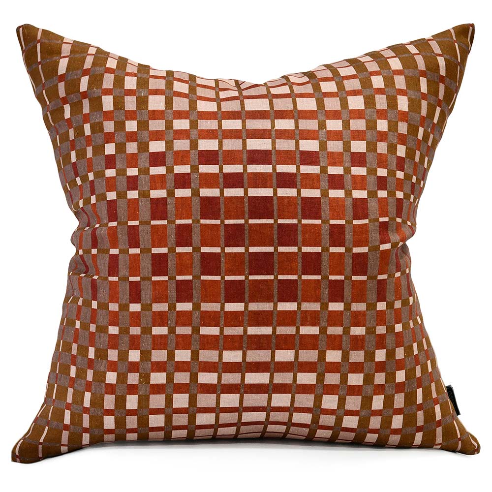 Interference Terracotta Square Linen Cushion with Insert - 50x50cm (Pre-order)