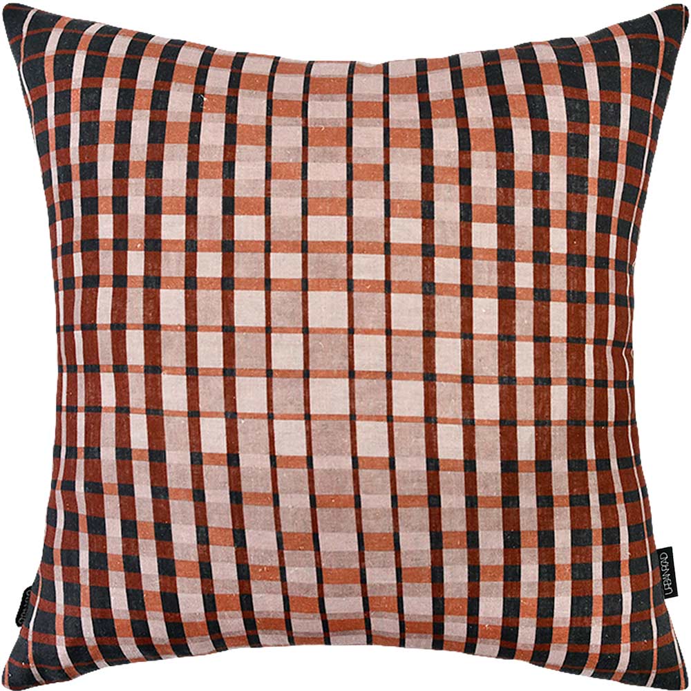 Interference Dark Brown Square Linen Cushion with Insert - 50x50cm (Pre-order)