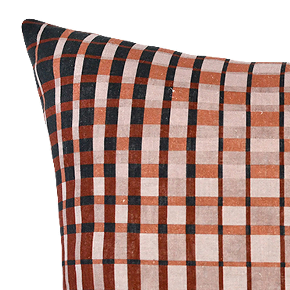 Interference Dark Brown Square Linen Cushion with Insert - 50x50cm (Pre-order)